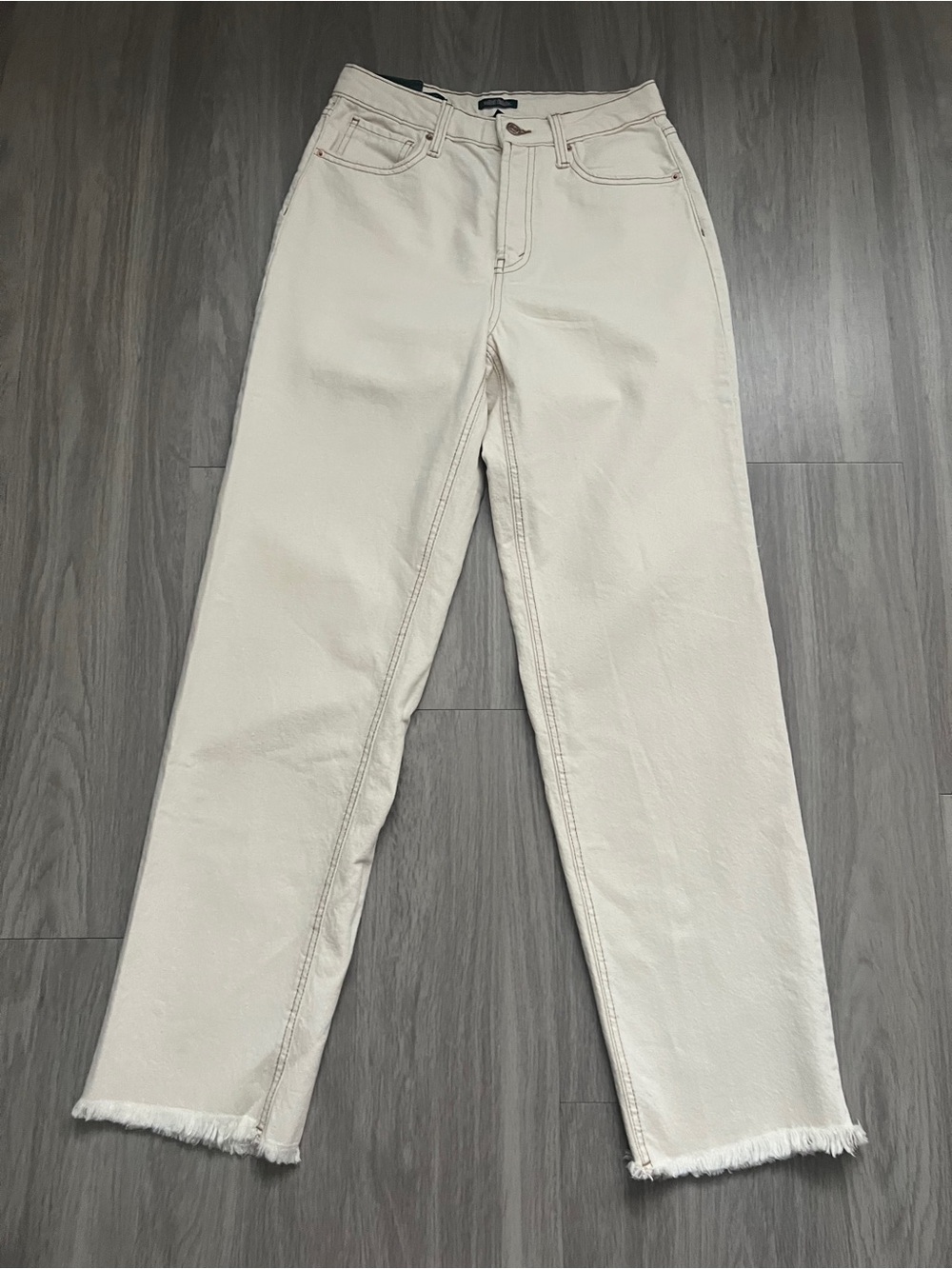 Wild Fable High-Rise Straight Cream Raw Hem Jeans Size 6 NWT